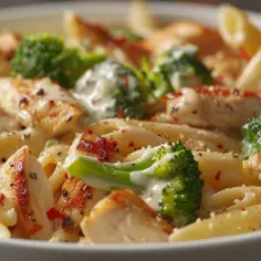 Makaron penne z kurczakiem i brokułami - Klasyczne włoskie danie 