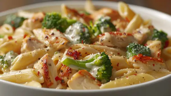 Makaron penne z kurczakiem i brokułami - Klasyczne włoskie danie 